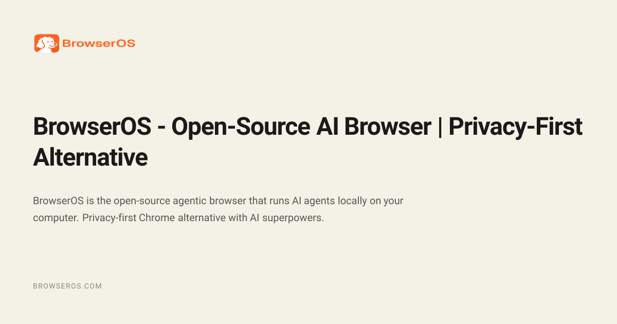 Visuel officiel de BrowserOS, l’environnement Chromium présenté comme navigateur avec agent IA intégré.