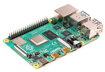 Carte Raspberry Pi 4 B, exemple de machine ARM compacte pouvant faire tourner un Linux 64 bits compatible avec Chrome ARM64.