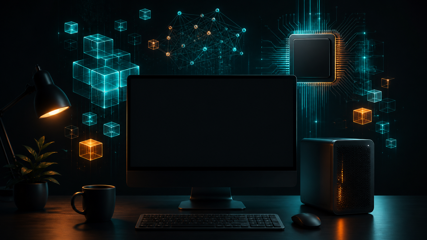 Terminal sombre et puce Apple pour illustrer l’accélération de l’IA locale avec Ollama