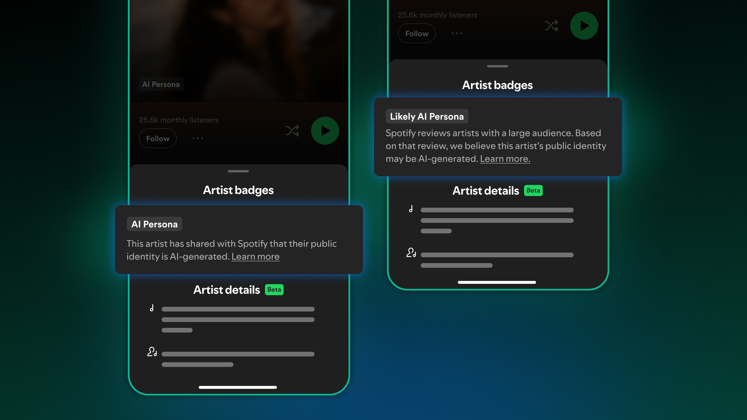 Illustration officielle de Spotify publiée avec l'annonce des badges AI Persona