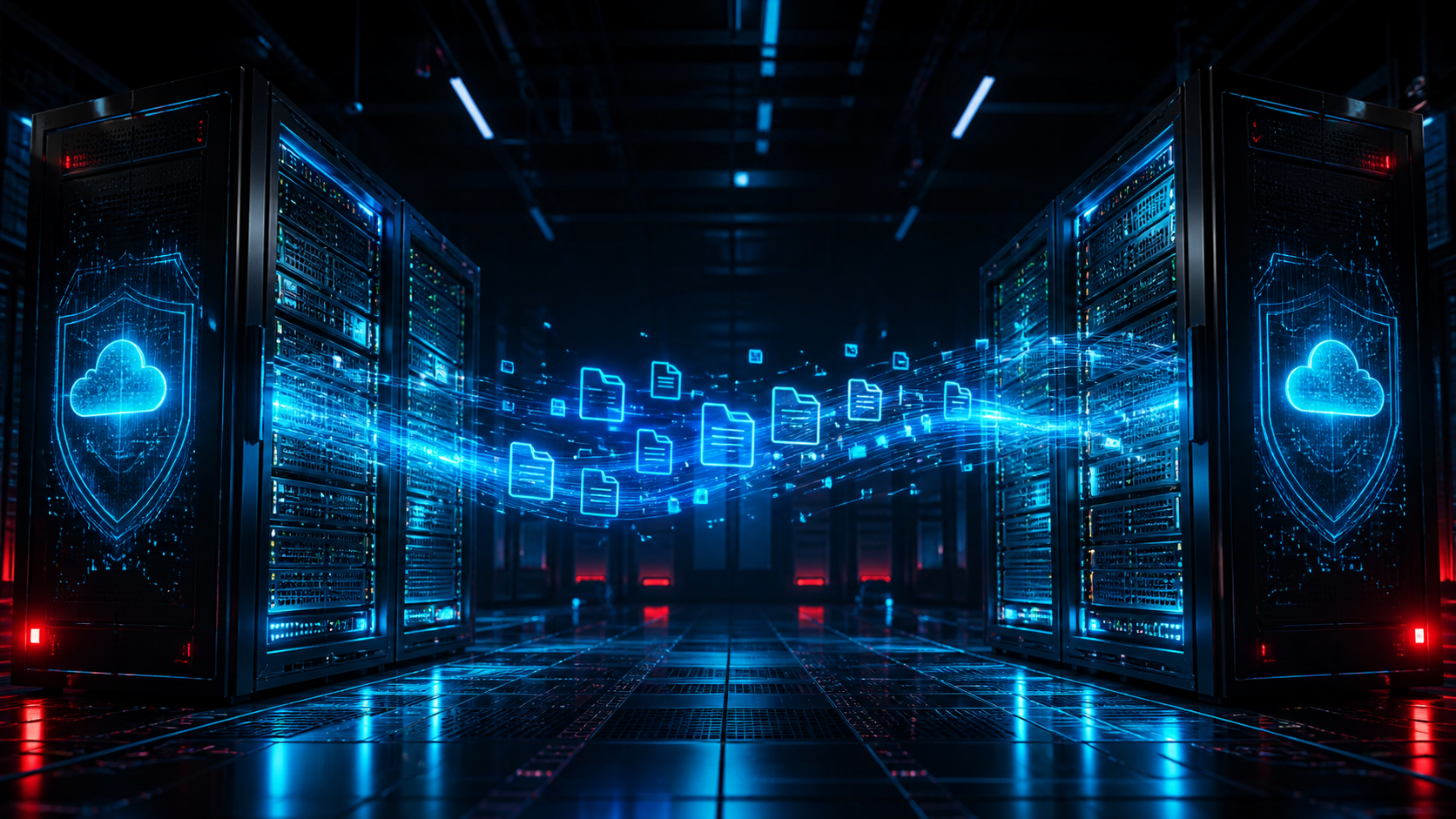 Illustration d'une synchronisation de fichiers entre deux serveurs