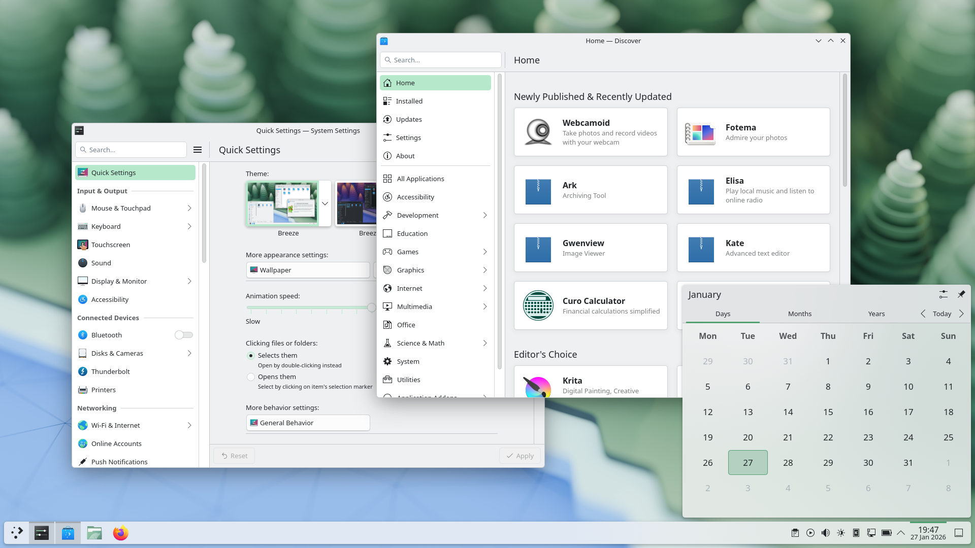 Capture d'écran officielle du bureau KDE Plasma 6.6 publiée par KDE