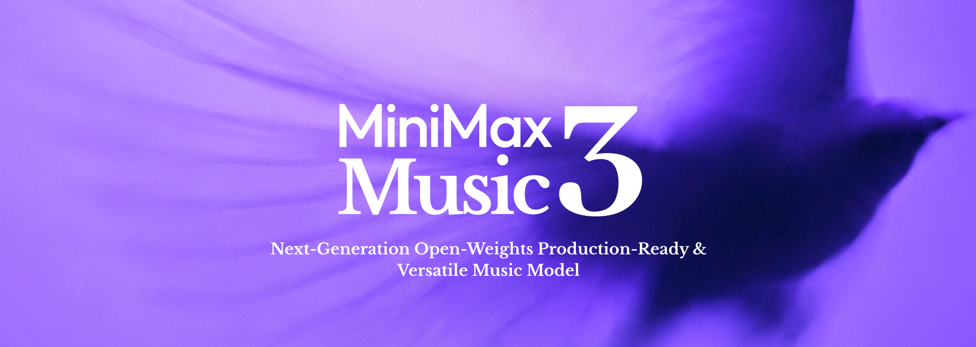 Bannière officielle de l’annonce de MiniMax Music 3.0, présentée comme un modèle open weights, prêt pour la production et polyvalent.
