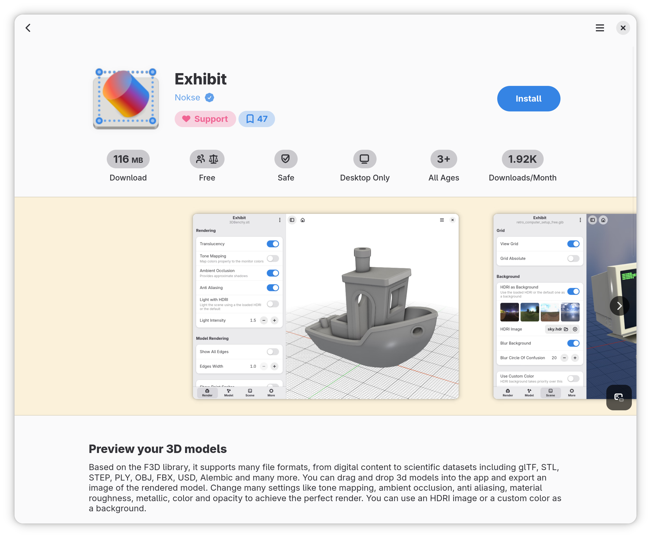 Vue d'ensemble de la boutique Bazaar : recherche, catégories et fiches d'applications Flatpak.
