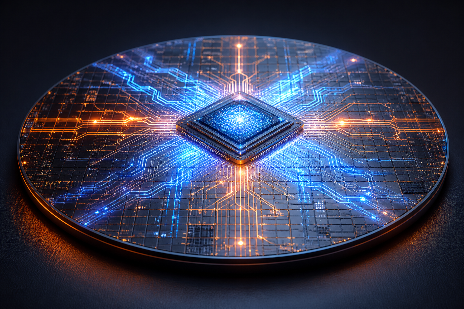 Processeur IA sur wafer de silicium