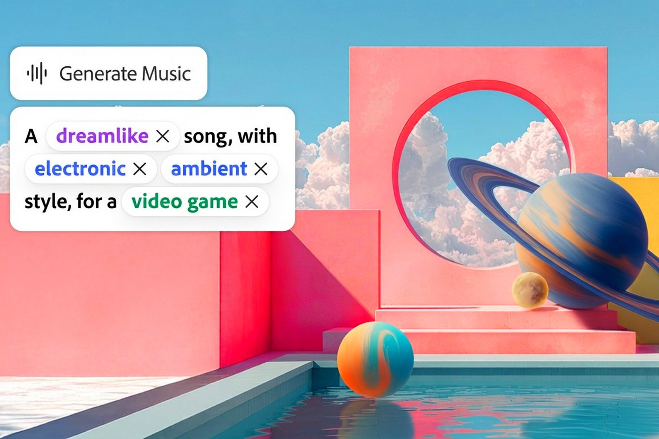 Capture de l’outil Generate Music d’Adobe Firefly, l’un des trois outils audio désormais disponibles.