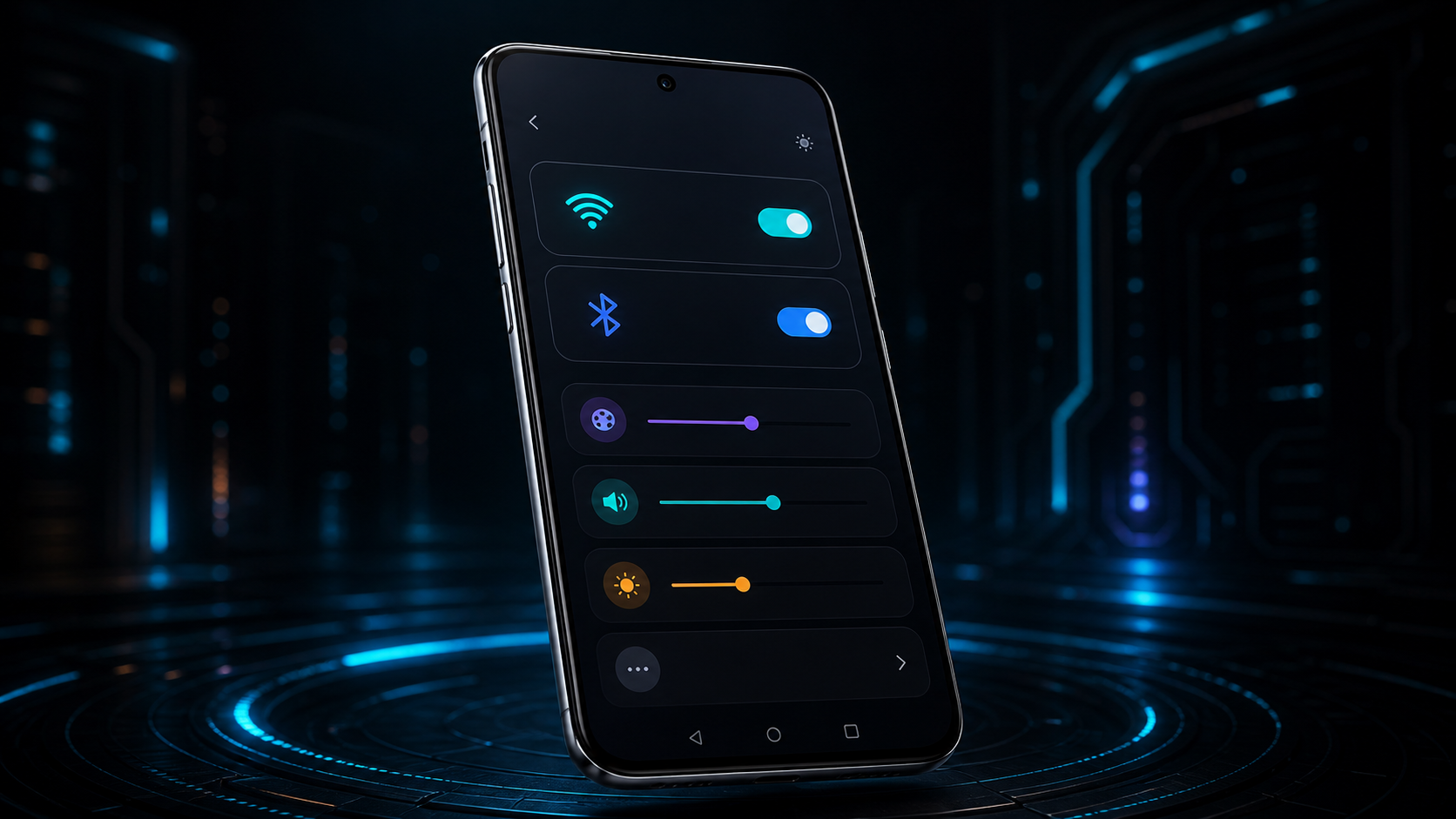 Téléphone sous Linux affichant des réglages Wi-Fi et Bluetooth dans Phosh