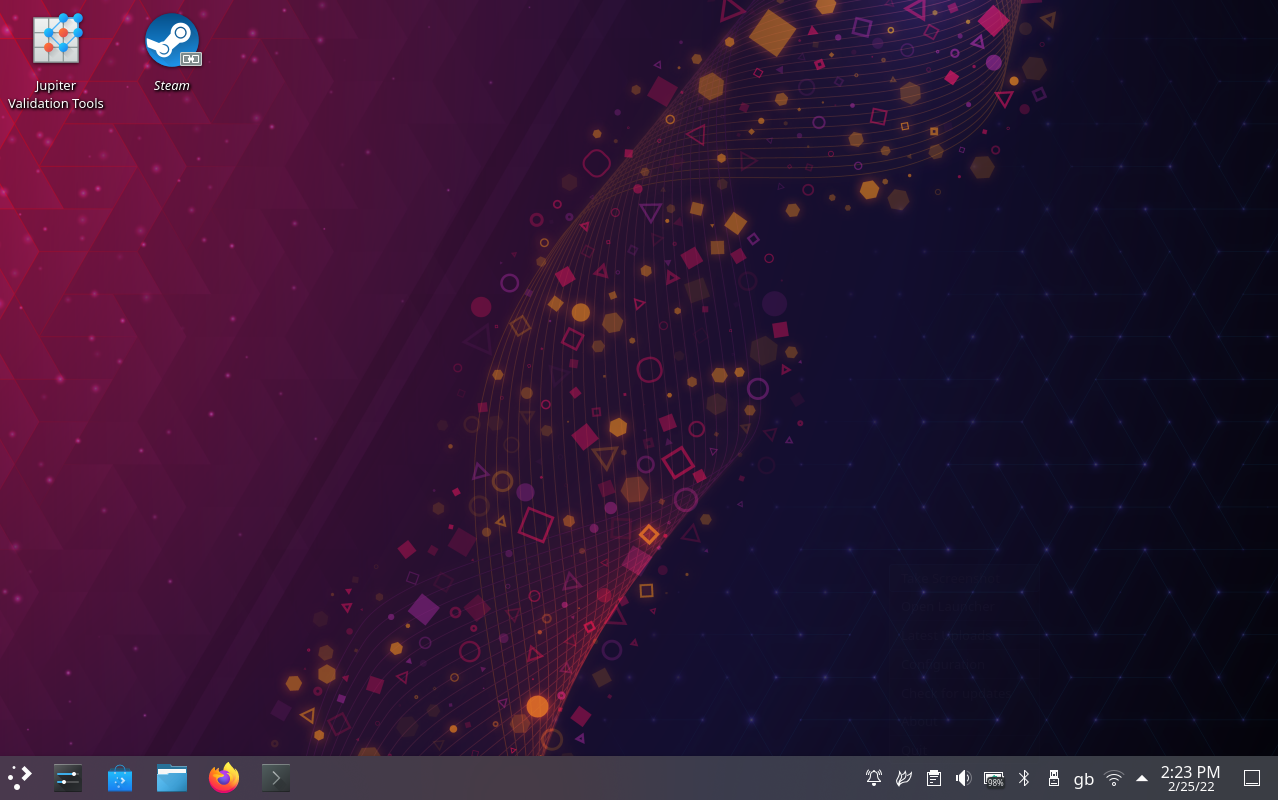 Capture d'écran du mode bureau du Steam Deck, la console de Valve qui repose sur Linux et Proton pour faire tourner les jeux Windows.