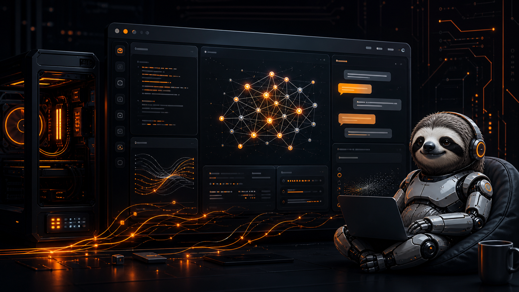 Illustration IA d’Unsloth Desktop, une application d’IA locale