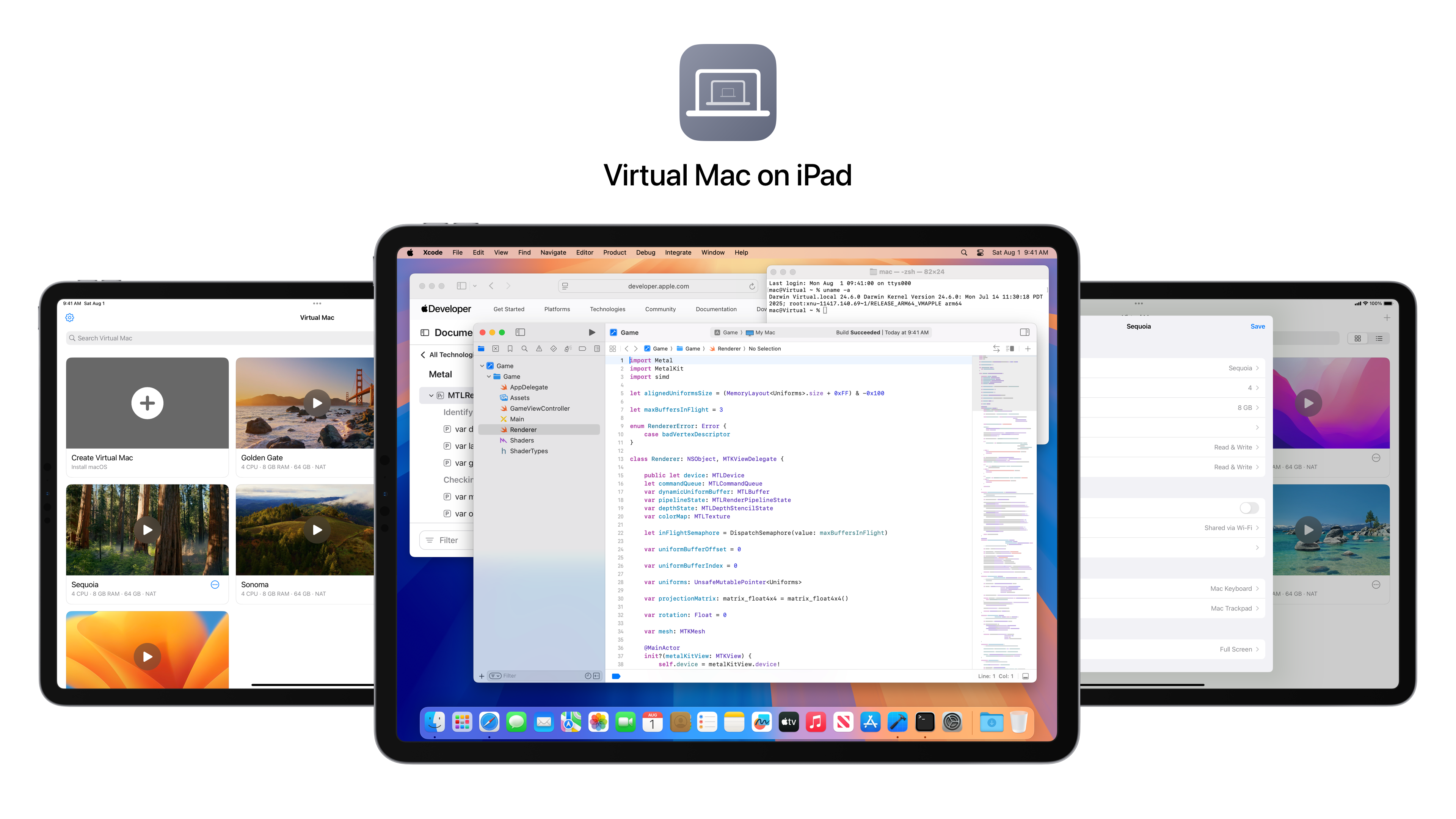Capture d'écran de VirtualMacOniPad : macOS s'exécute dans une fenêtre sur un iPad Pro