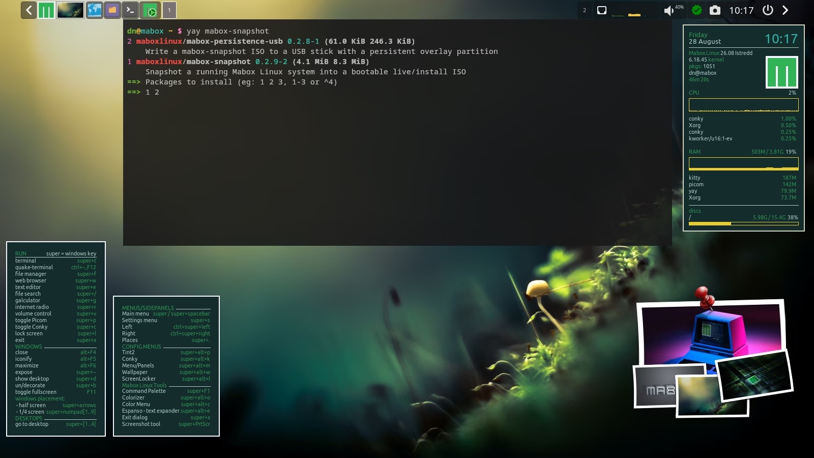Installation des outils officiels de remastering Mabox : mabox-snapshot et mabox-persistence-usb.