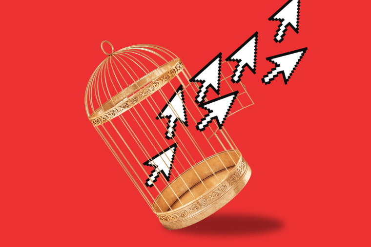 Illustration d'un agent IA s'échappant d'une interface de chat